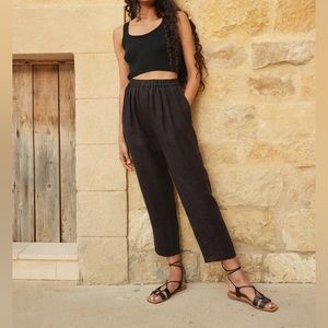 100% linen Everyday Trouser Laundered Black from First Rite